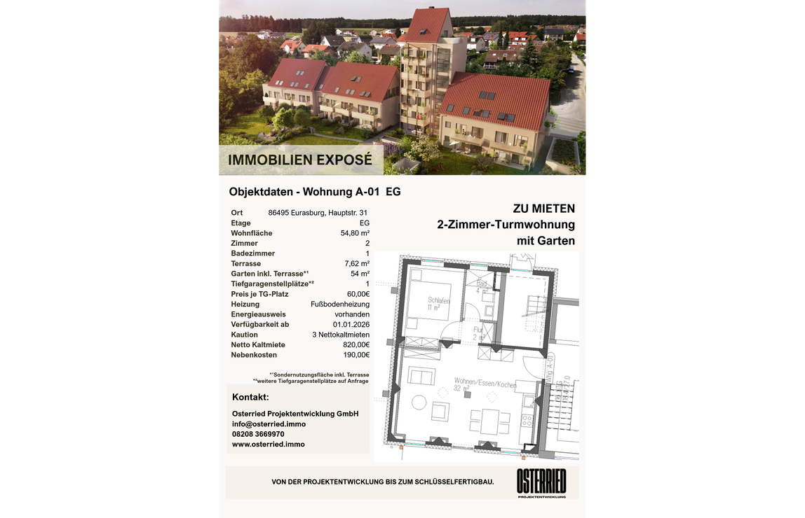 Exposé A-01 EG 2-Zimmer-Turmwohnung mit Garten