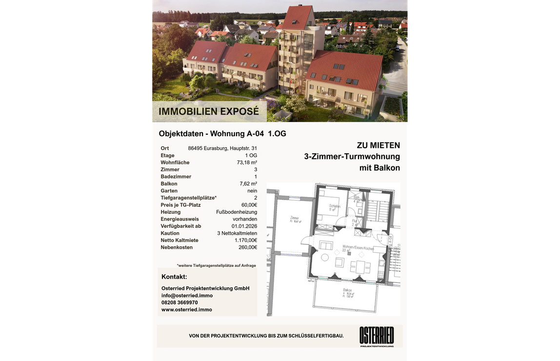 Exposé A-04 1.OG 3-Zimmer-Turmwohnung mit Balkon