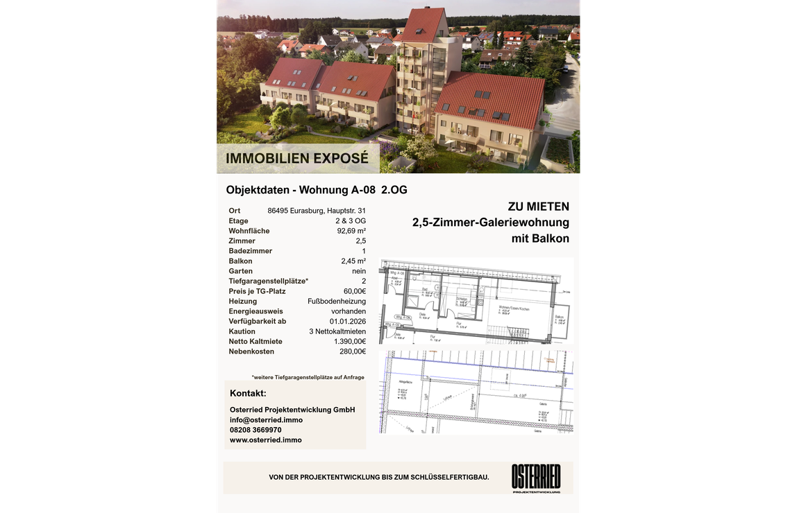 Exposé A-08 2.OG 2,5-Zimmer-Galeriewohnung mit Balkon