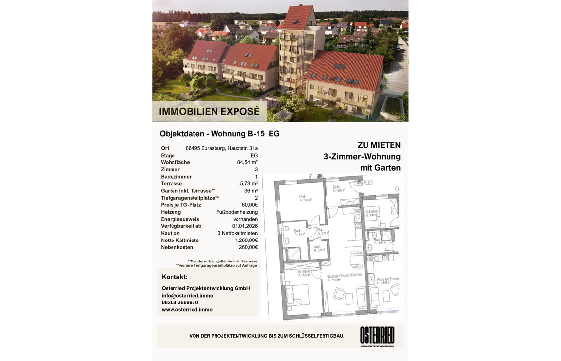 Exposé B-15 EG 3-Zimmer-Wohnung mit Garten