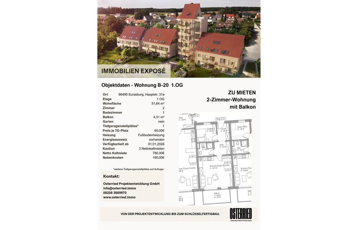 Exposé B-20 1.OG 2-Zimmer-Wohnung mit Balkon