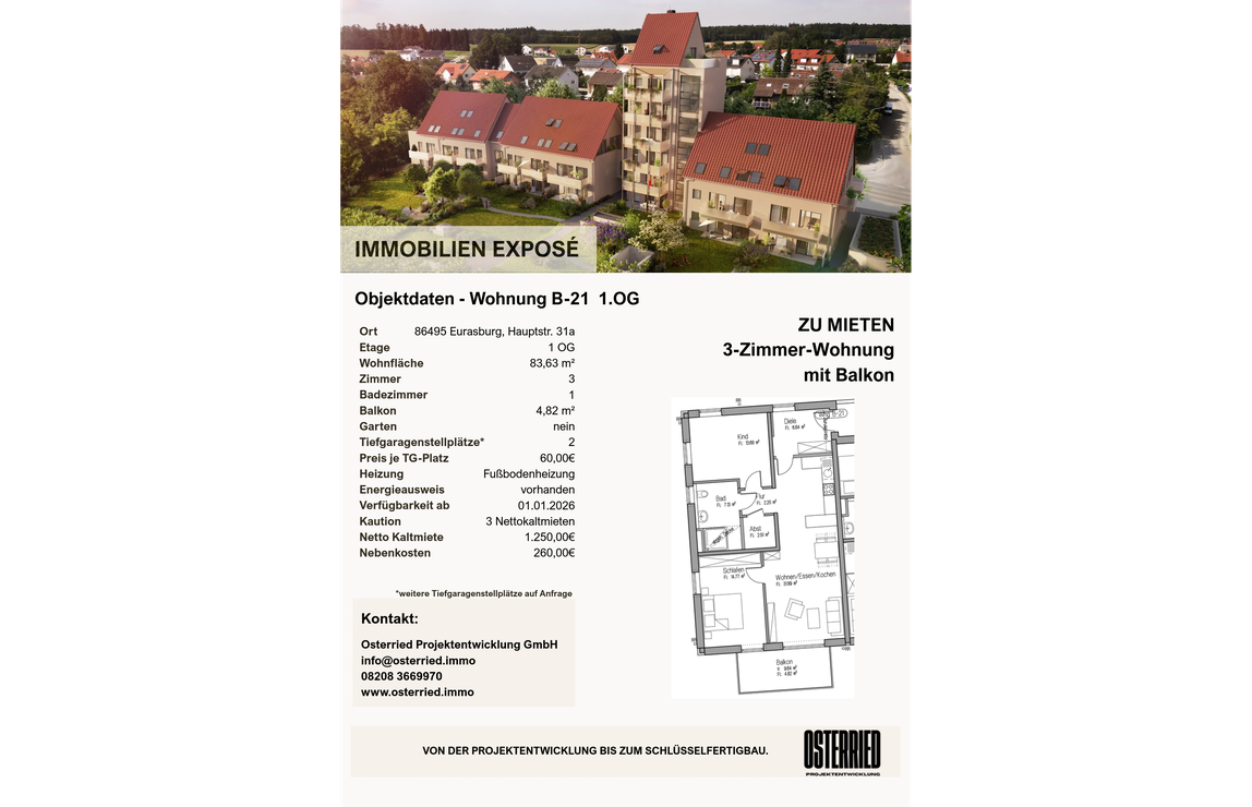 Exposé B-21 1.OG 3-Zimmer-Wohnung mit Balkon