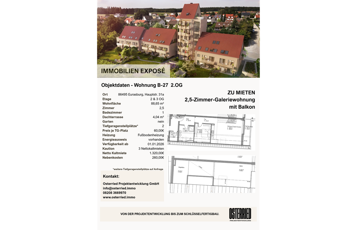 Exposé B-27 2.OG 2,5-Zimmer-Galeriewohnung mit Balkon